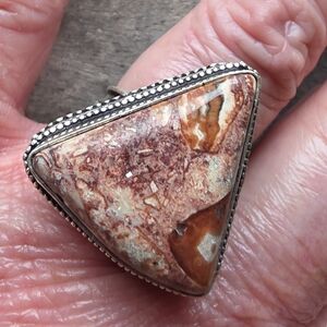 Rosetta Jasper Gemstone Ring in 925 Sterling Silver Setting (7)
